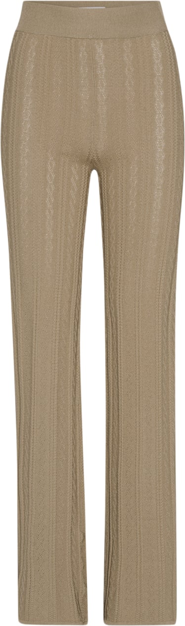 REMAIN Knit Straight Pants Kvinde Incense Beige Bukser Med Lige Ben Str 42 - hos Magasin