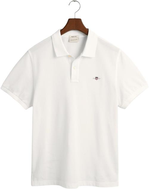 Gant REG Shield SS Pique Polo Mand White Kortærmede Poloer Str L - hos Magasin