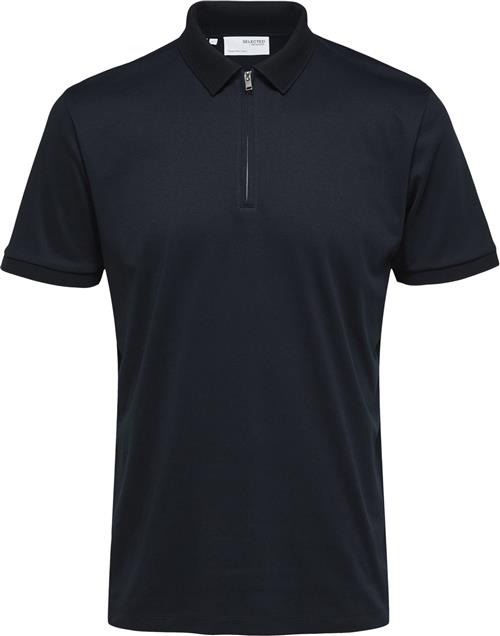 Selected Homme Slhfave ZIP SS Polo Noos Mand Sky Captain Kortærmede Poloer Str XL - hos Magasin