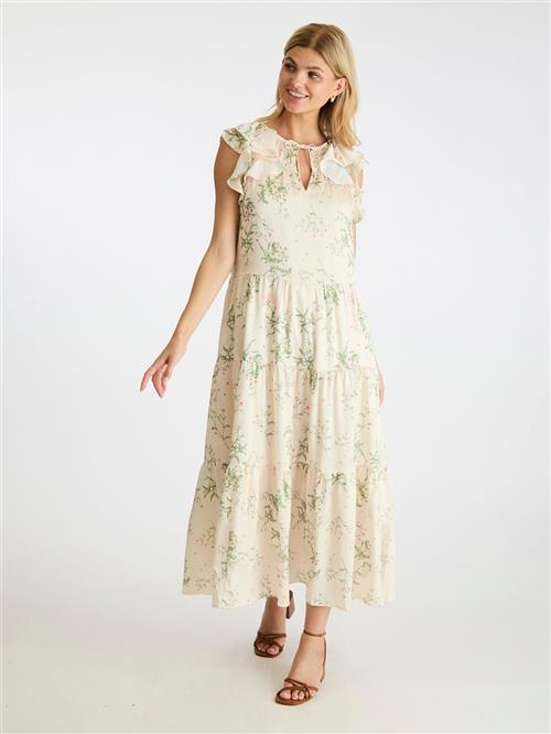 Neo Noir Messina Flower Field Dress Kvinde Off White Maxi Kjoler Str 40 - hos Magasin