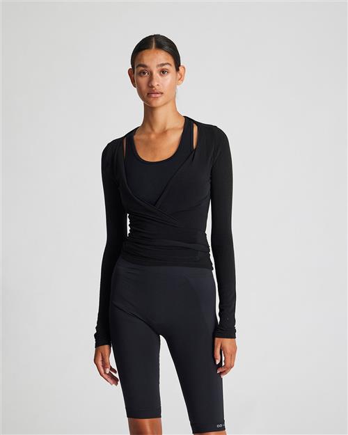 Se Gai&Lisva Anne L/S Wool Wrap Top Kvinde Black Langærmede T-shirts Str M - hos Magasin ved Magasin