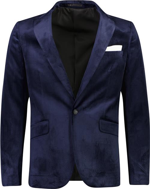 Lindbergh Velvet Blazer Mand Blå Blazere Str 50 - Velour hos Magasin