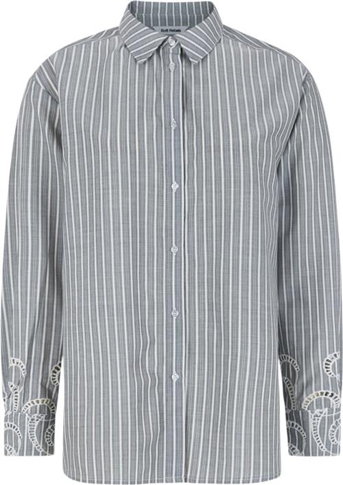 Soft Rebels Srbibi Shirt Striped Kvinde Grey Yd Stripe Langærmede Bluser Str L - hos Magasin