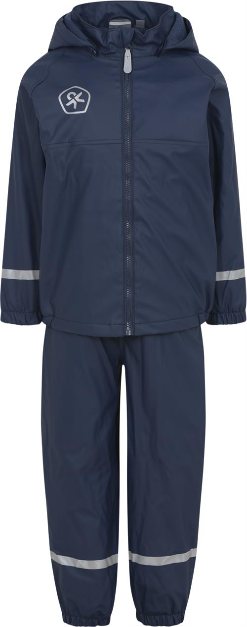 Color Kids Rain set PU w. Fleece Lining Str 92 Unisex - Dress Blues Regntøj hos Magasin