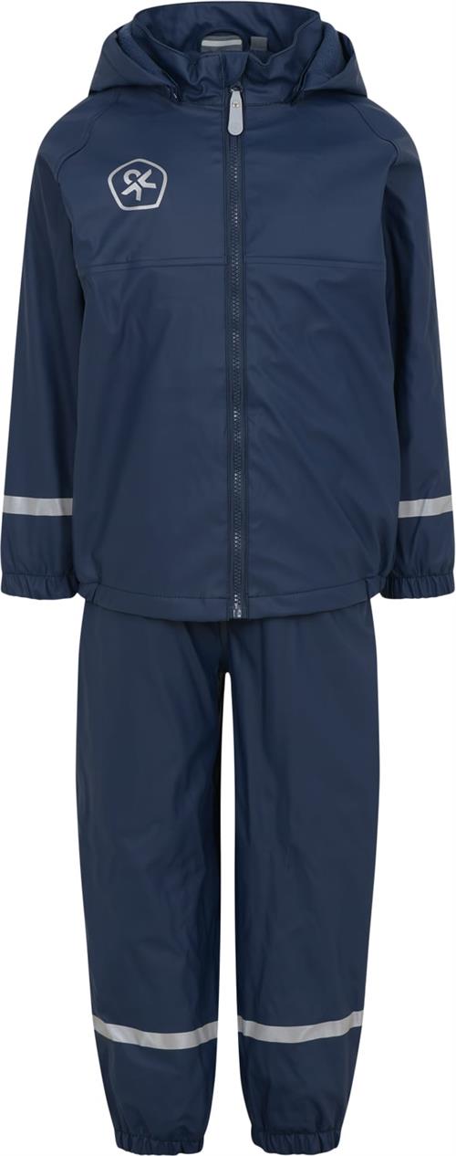 Color Kids Rain set PU w. Fleece Lining Str 104 Unisex - Dress Blues Regntøj hos Magasin