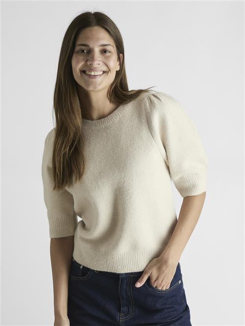 Neo Noir Martha Bow Knit Tee Kvinde Ivory Kortærmet Strik Str 40 - hos Magasin