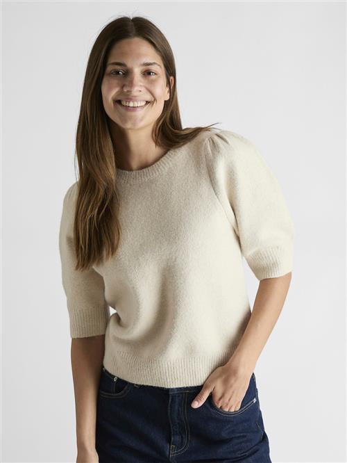 Neo Noir Martha Bow Knit Tee Kvinde Ivory Kortærmet Strik Str 34 - hos Magasin