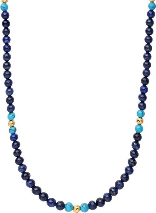 Nialaya Beaded Necklace With Blue Lapis, Turquoise, and Gold Plating ONE SIZE - Halskæder Stål hos Magasin