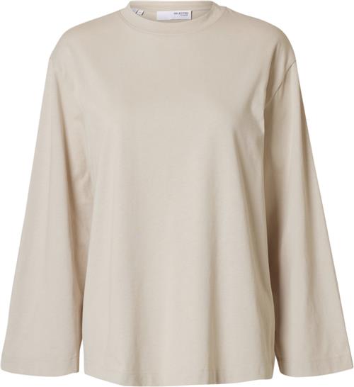 Se Selected Femme Slfelisa LS Boxy TEE D2 Kvinde Oatmeal Langærmede Bluser Str S - hos Magasin ved Magasin