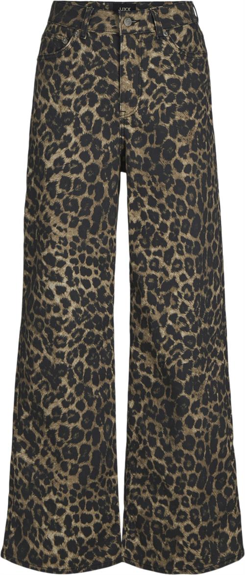 JJXX Jxsarah Tokyo LEO Wide HW Pant EX P Kvinde Cornstalk/leopard Bukser Med Brede Ben Str XL - hos Magasin