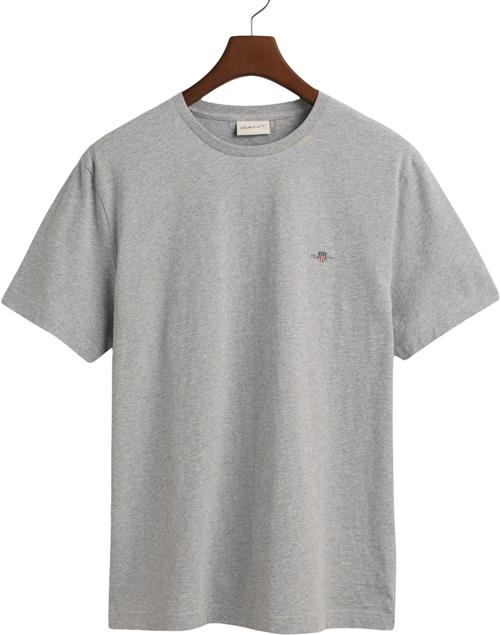 Gant REG Shield SS Tshirt Mand Grey Melange Kortærmede T-shirts Str XXXL - hos Magasin