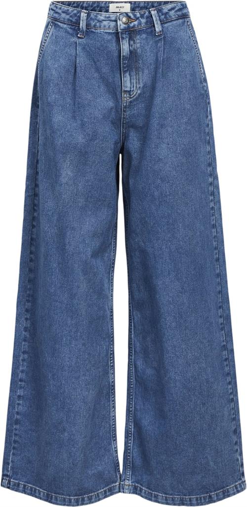 Object Objmoji Denim MW Wide Jeans 135 Kvinde Medium Blue Denim Wide Jeans Str S Denim - hos Magasin