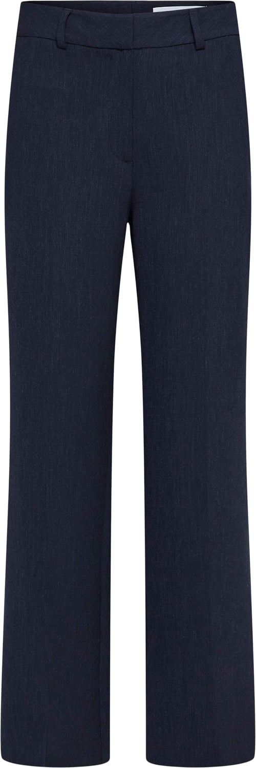 Selected Femme Slfrita MW Wide Pant Dark SAP MEL N Kvinde Dark Sapphire/melange Bukser Med Lige Ben Str "36/""32" - hos Magasin