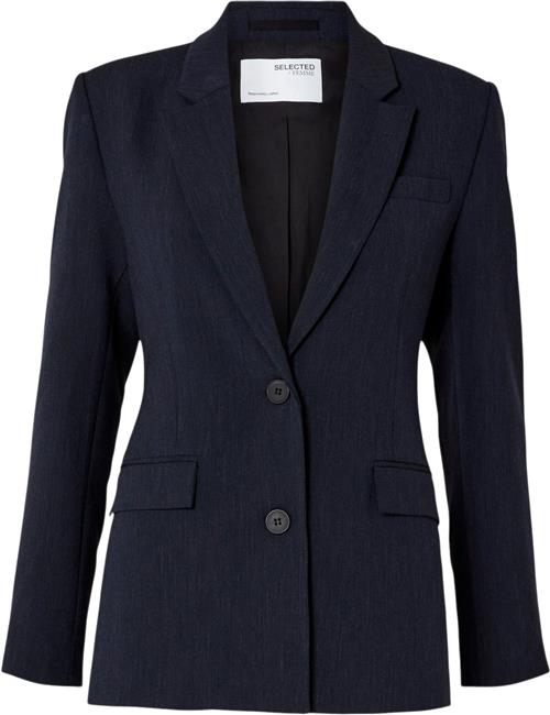 Se Selected Femme Slfrita LS Classic Blazer DSM Noos Kvinde Dark Sapphire/melange Blazere Str 40 - hos Magasin ved Magasin