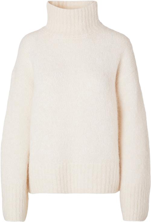 Selected Femme Slfgabella LS Knit Highneck Noos Kvinde Birch Sweaters Str S - hos Magasin