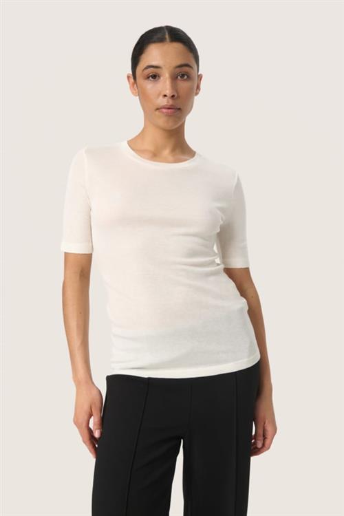 Soaked in Luxury Slfauna Tee SS Kvinde Whisper White Kortærmede T-shirts Slim Fit Str XL - hos Magasin