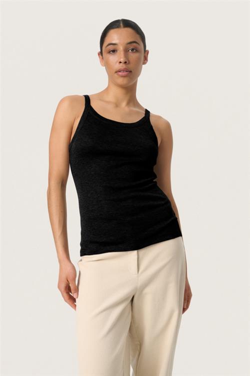 Se Soaked in Luxury Slfauna Tank Top Kvinde Black Toppe Slim Fit Str XS - hos Magasin ved Magasin