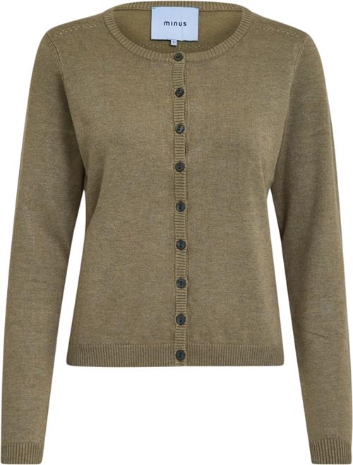 Minus Msnew Laura Knit Cardigan Kvinde Gothic Olive Melange Cardigans Str L - hos Magasin