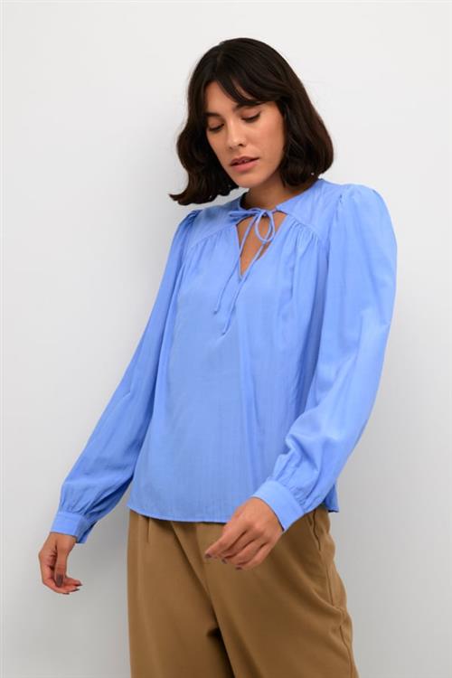 Kaffe Kabarbara Blouse Kvinde Vista Blue Langærmede Bluser Str 46 - hos Magasin