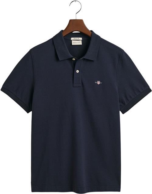 Se Gant REG Shield SS Pique Polo Mand Evening Blue Kortærmede Poloer Str L - hos Magasin ved Magasin