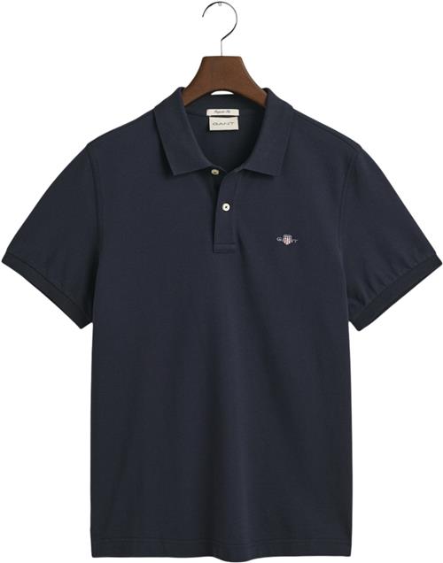 Gant REG Shield SS Pique Polo Mand Evening Blue Kortærmede Poloer Str 5XL - hos Magasin