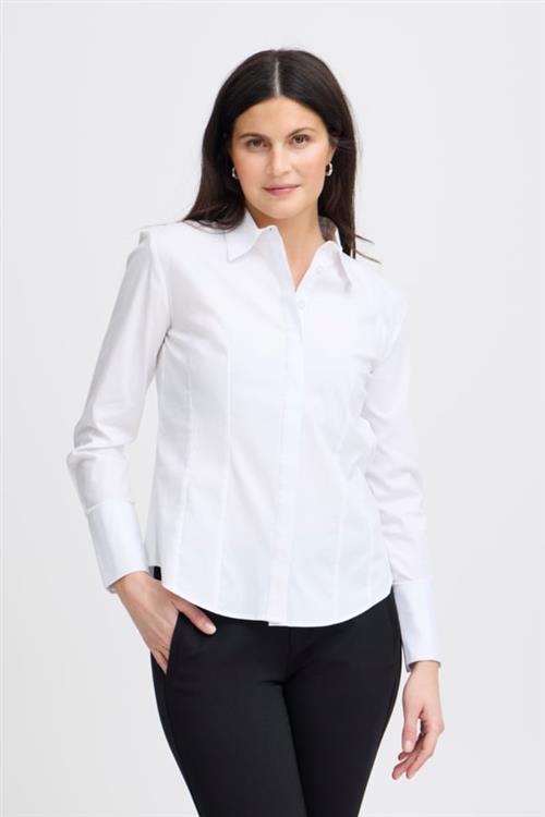 Se Fransa Zashirt 1 Shirt Solid Kvinde White Langærmede Skjorter Regular Fit Str XL - hos Magasin ved Magasin