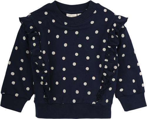 PETIT PIAO Sweat Shirt Line Ruffel Str 116 cm - Indigo Plum/dark Sweatshirts hos Magasin