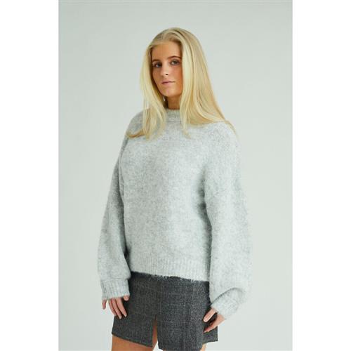 A-VIEW Patrisia Solid Knit Pullover Kvinde Light Grey Melange Sweaters Str XS - hos Magasin