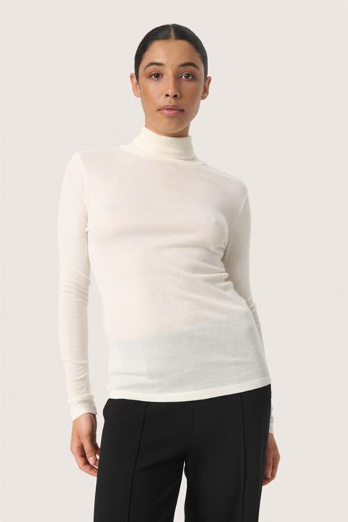 Se Soaked in Luxury Slfauna Rollneck Kvinde Whisper White Toppe Slim Fit Str L - hos Magasin ved Magasin