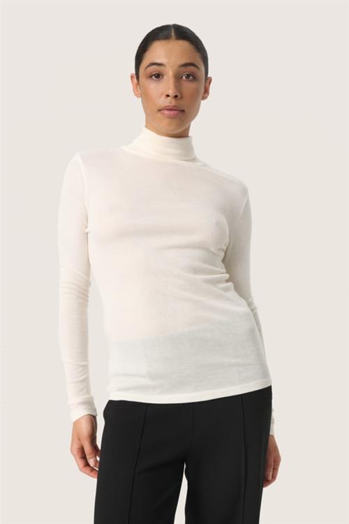 Se Soaked in Luxury Slfauna Rollneck Kvinde Whisper White Toppe Slim Fit Str XL - hos Magasin ved Magasin