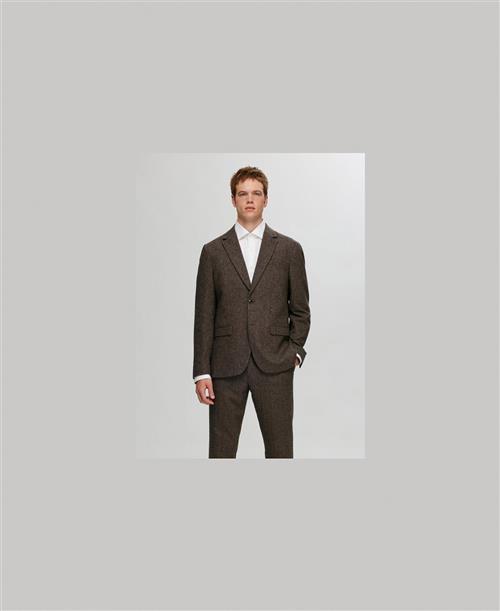 Selected Homme Slhslimreed Wool BLZ Noos Mand Brownie/structure Blazere Slim Fit Str 50 - hos Magasin