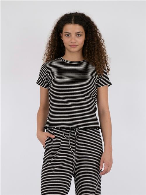 Neo Noir Lonnie Stripe Tee Kvinde Black Toppe Str 34 - hos Magasin