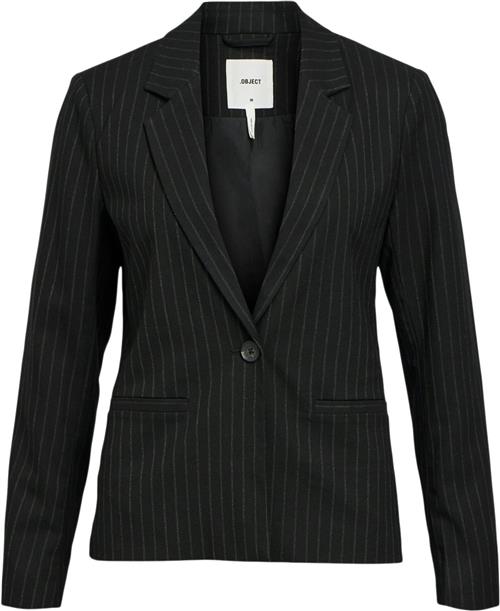 Se Object Objlisa L/S Button Blazer AOP Noos Kvinde Black/grey Blazere Str 40 - hos Magasin ved Magasin