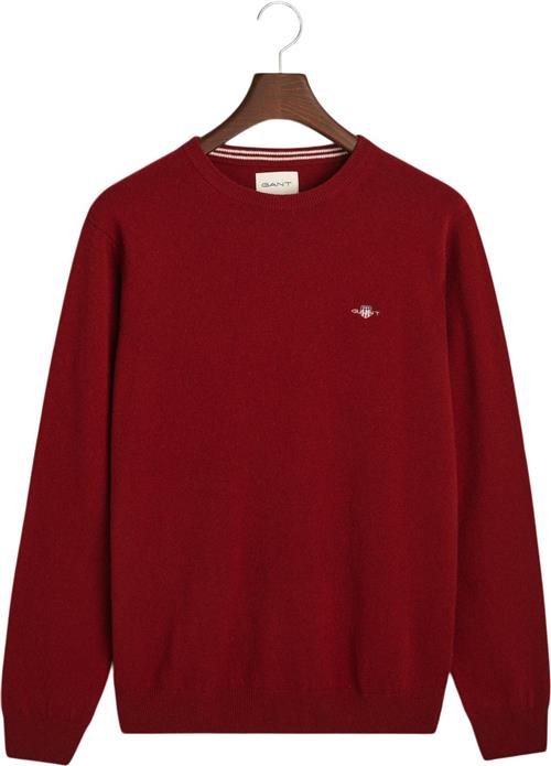 Se Gant Superfine Lambswool Cneck Mand Plumped Red Sweaters Str L - hos Magasin ved Magasin