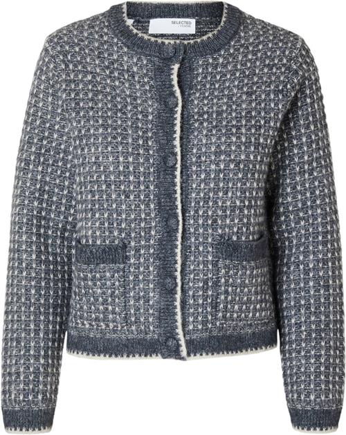 Se Selected Femme Slfsine LS Knit Cardigan Kvinde Volcanic Ash/birch Cardigans Str L - hos Magasin ved Magasin