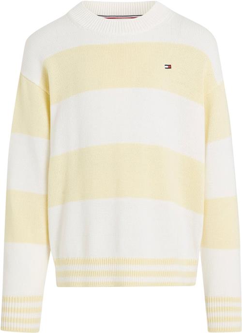 Tommy Hilfiger Utility Colorblock CN Sweater Str 3 år / 98 cm - Lemon Zest / Ancient White Stripe Strik hos Magasin