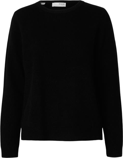 Selected Femme Slfmanila LS Knit Cashmere Oneck N Kvinde Sort Sweaters Str L Cashmere - hos Magasin