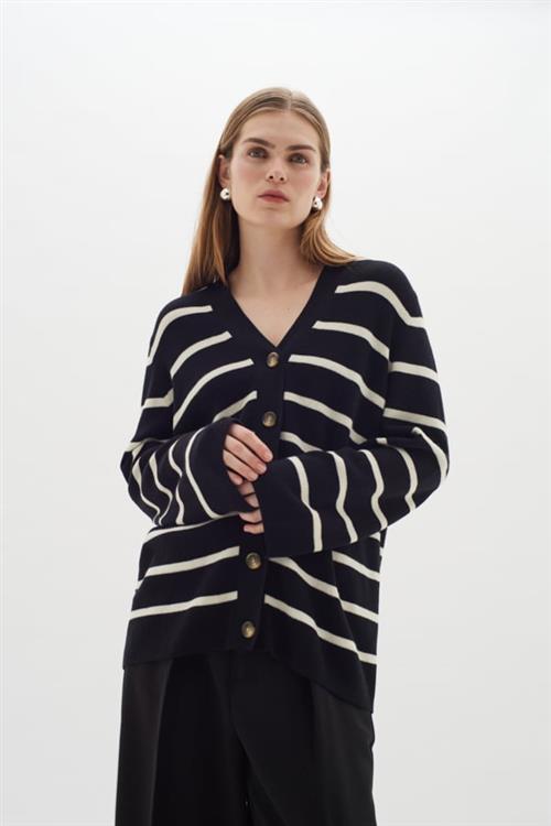 Se InWear Seffieiw Cardigan Kvinde Black / Whisper White Cardigans Str XS - hos Magasin ved Magasin