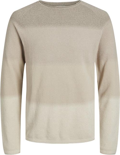 Se Jack & Jones Jjehill Knit Crew Neck Noos Mand Oatmeal/gradient Sweaters Str S - hos Magasin ved Magasin