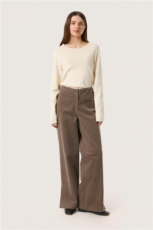 Soaked in Luxury Slhelle Pants Kvinde Morel Bukser Med Brede Ben Regular Fit Str XS - hos Magasin