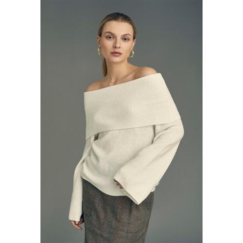 Se A-VIEW Penny Offshoulder Knit Blouse Kvinde White Sweaters Str L - hos Magasin ved Magasin