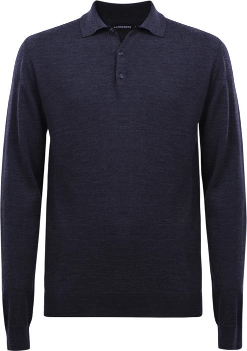 J. Lindeberg Noel Light Merino Polo Shirt Mand 6855 Langærmede Poloer Str L Merino - hos Magasin