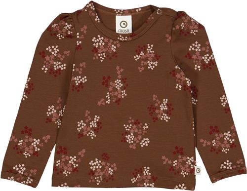 Müsli by Green Cotton Flora Puff l/s T Baby Str 74 - Bark/ Cabernet/ Nightingale Bluser Bomuld hos Magasin