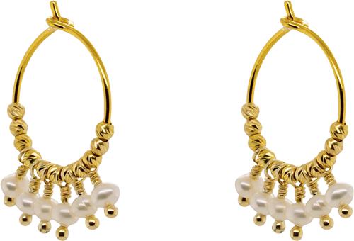 BeChristensen Mathilde Pearl Earrings Gold 15mm - Creoler hos Magasin