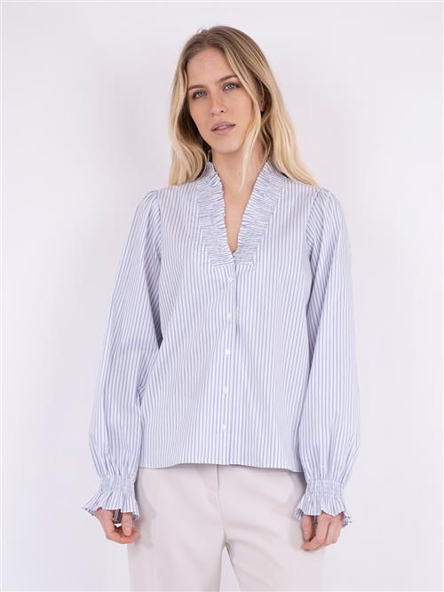 Neo Noir Brielle Stripe Shirt Kvinde White/light Blue Langærmede Bluser Str 38 - hos Magasin