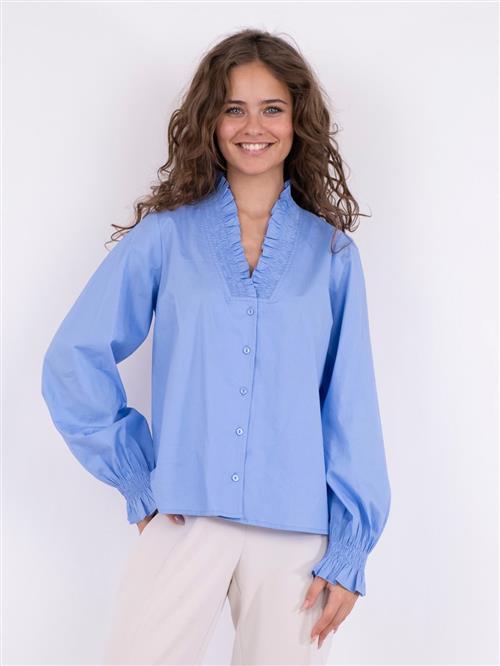 Neo Noir Brielle Solid Shirt Kvinde Sky Blue Langærmede Bluser Str 42 - hos Magasin