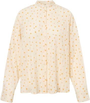 Nué Notes Florian Shirt Kvinde Orange Flowers Langærmede Skjorter Str 42 - hos Magasin