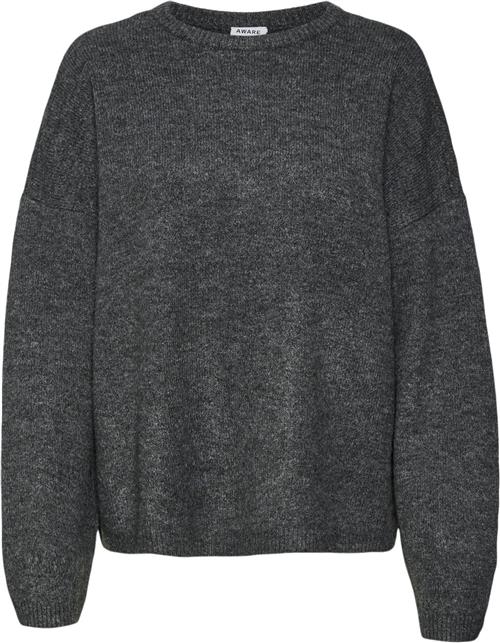 Vero Moda Vmgemma LS Oneck Knit VMA Noos Kvinde Dark Grey Melange Sweaters Str L - hos Magasin