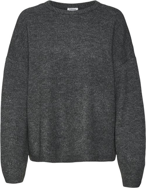 Vero Moda Vmgemma LS Oneck Knit VMA Noos Kvinde Dark Grey Melange Sweaters Str XL - hos Magasin