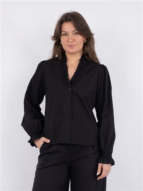 Neo Noir Brielle Solid Shirt Kvinde Black Langærmede Bluser Str 44 - hos Magasin